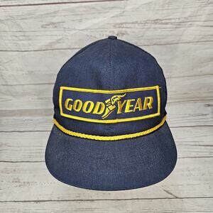 Goodyear Tires #1 in Racing Snapback Hat Cap Blue Swingster Rope Vintage